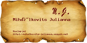 Mihálkovits Julianna névjegykártya